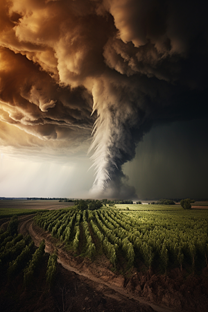 台风龙卷风可怕平原摄影图