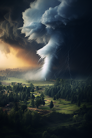 台风龙卷风风灾天气摄影图