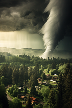 台风龙卷风风灾平原摄影图