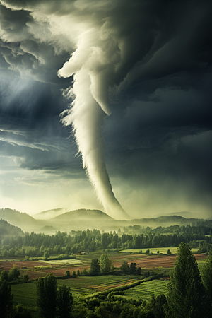 台风龙卷风天气平原摄影图