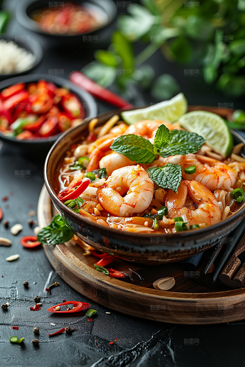 泰国菜美食冬阴功摄影图