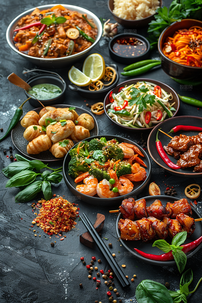 泰国菜地方菜香料摄影图