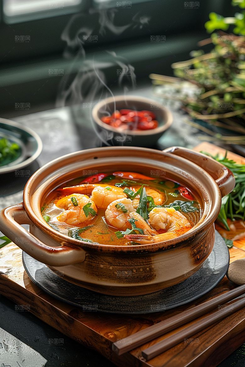 泰国菜美食冬阴功摄影图