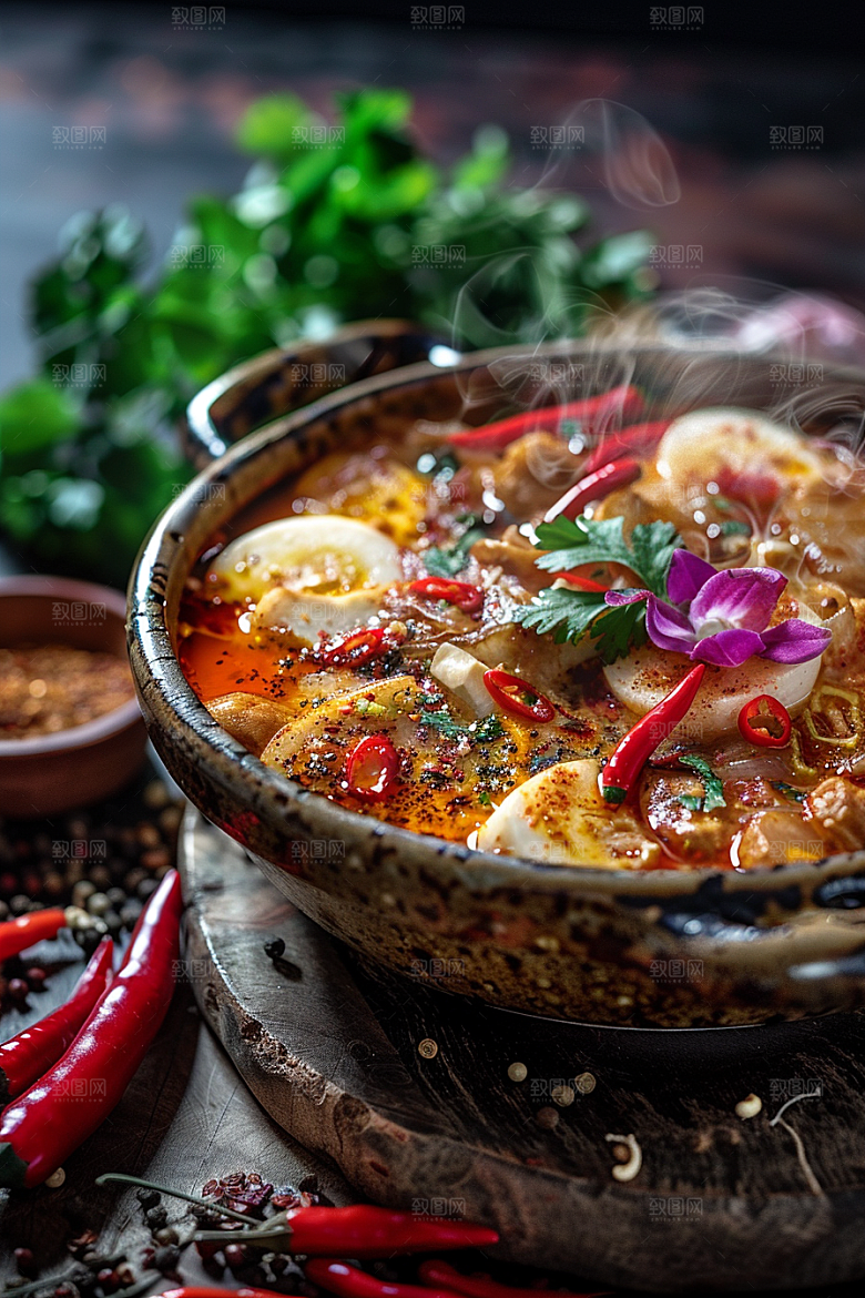 泰国菜冬阴功泰餐摄影图