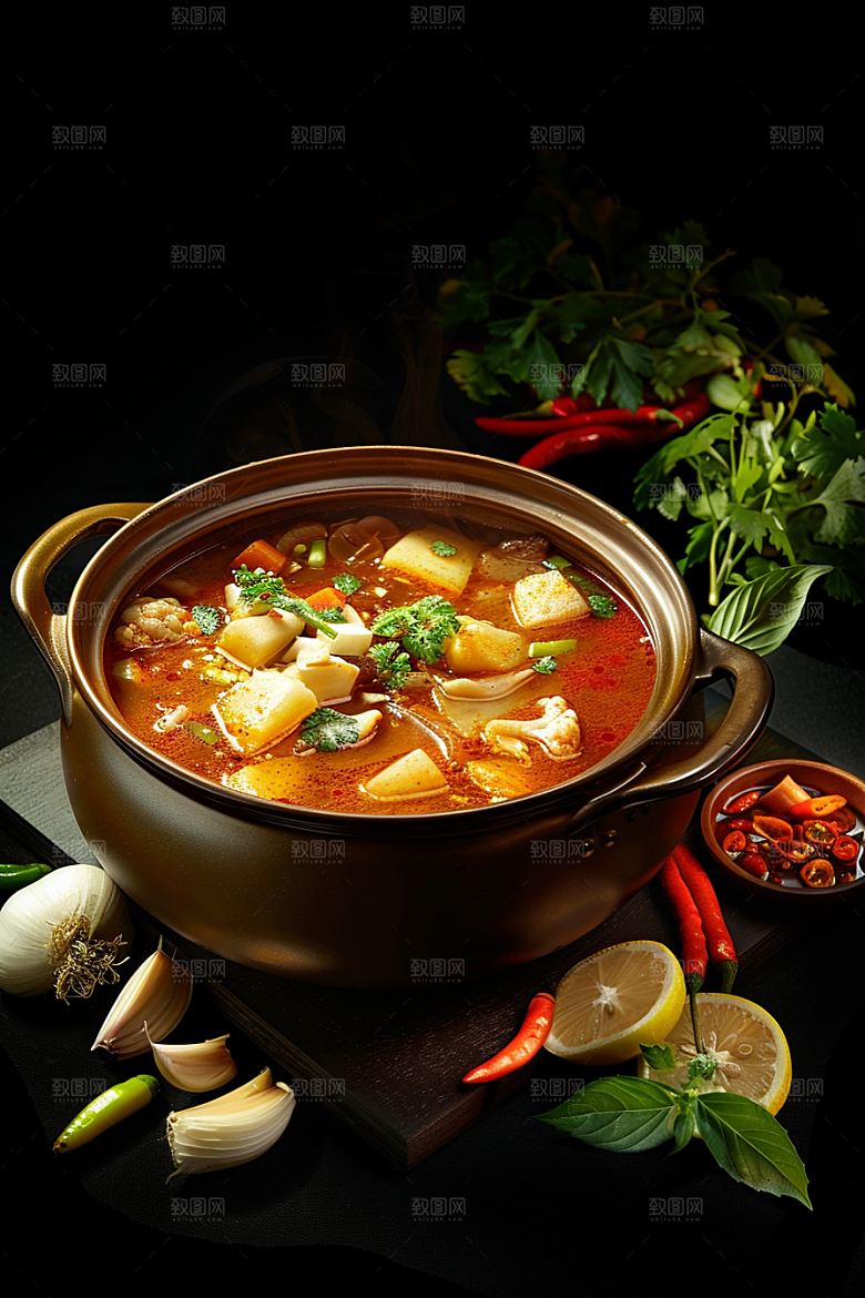 泰国菜美食咖喱摄影图