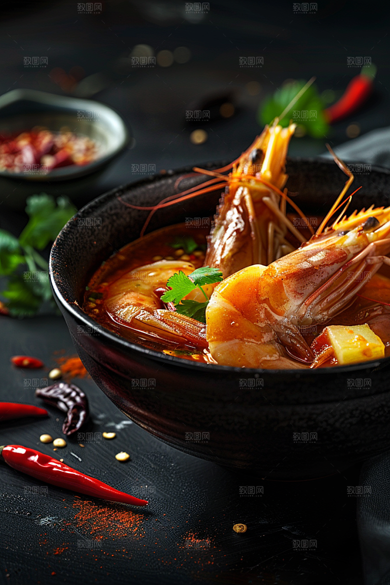 泰国菜美食冬阴功摄影图