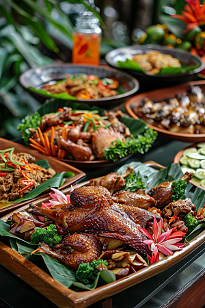 泰国菜特色美味摄影图