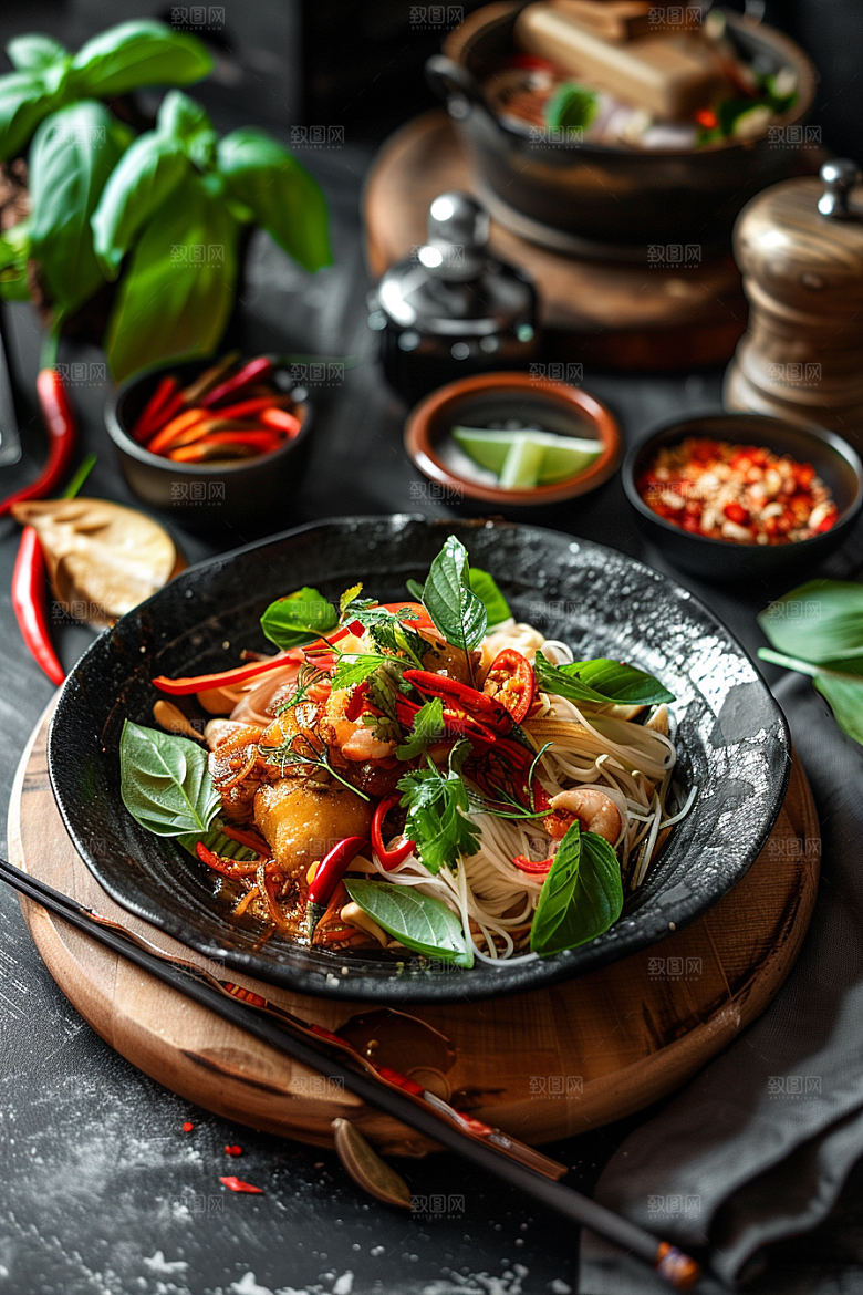 泰国菜美食冬阴功摄影图