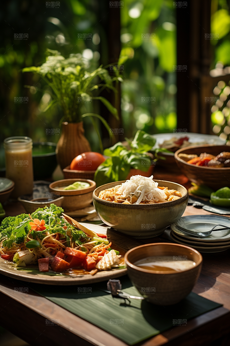 泰国菜自然泰餐摄影图