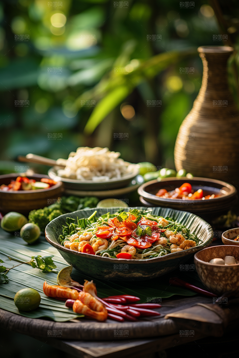 泰国菜特色地方菜摄影图