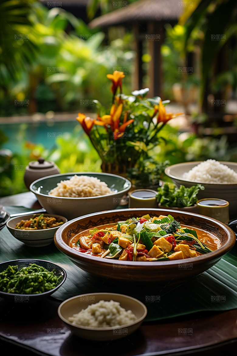 泰国菜特色美食摄影图