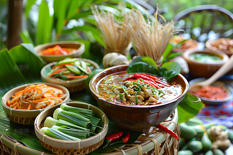 泰国菜咖喱美食摄影图