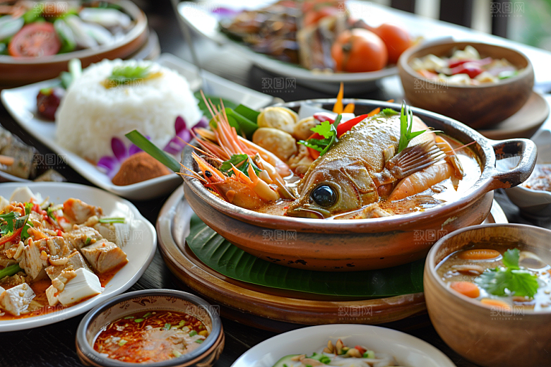 泰国菜美味泰餐摄影图