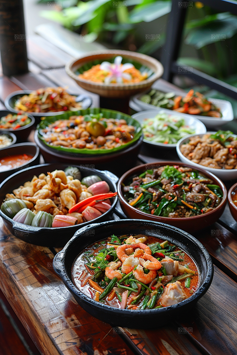 泰国菜自然泰餐摄影图