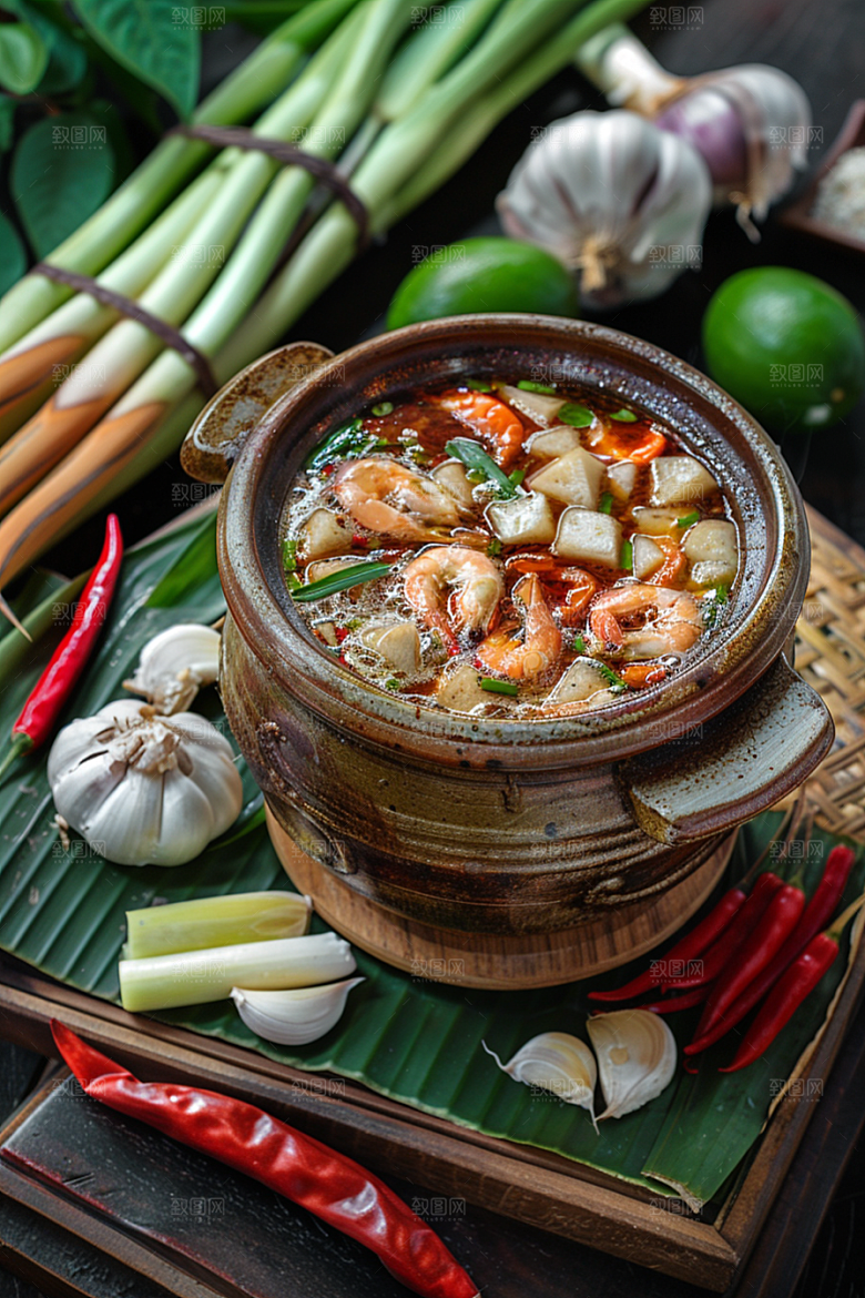 泰国菜冬阴功泰餐摄影图