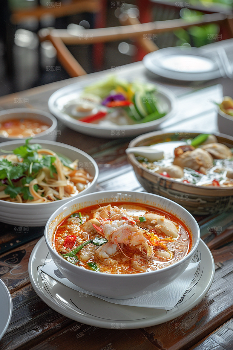 泰国菜美食冬阴功摄影图