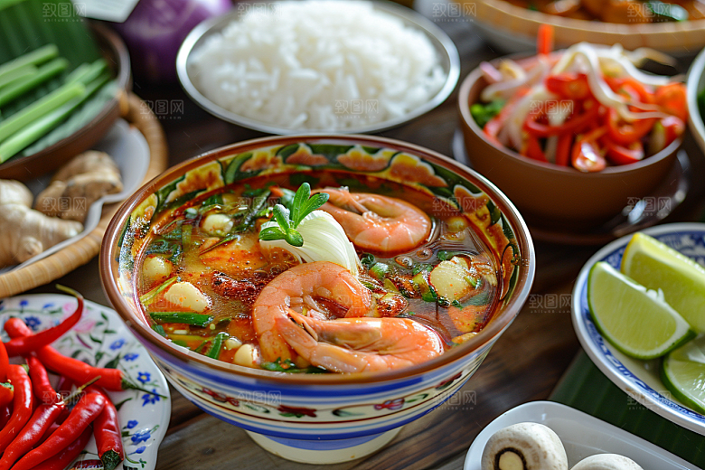 泰国菜美味泰餐摄影图
