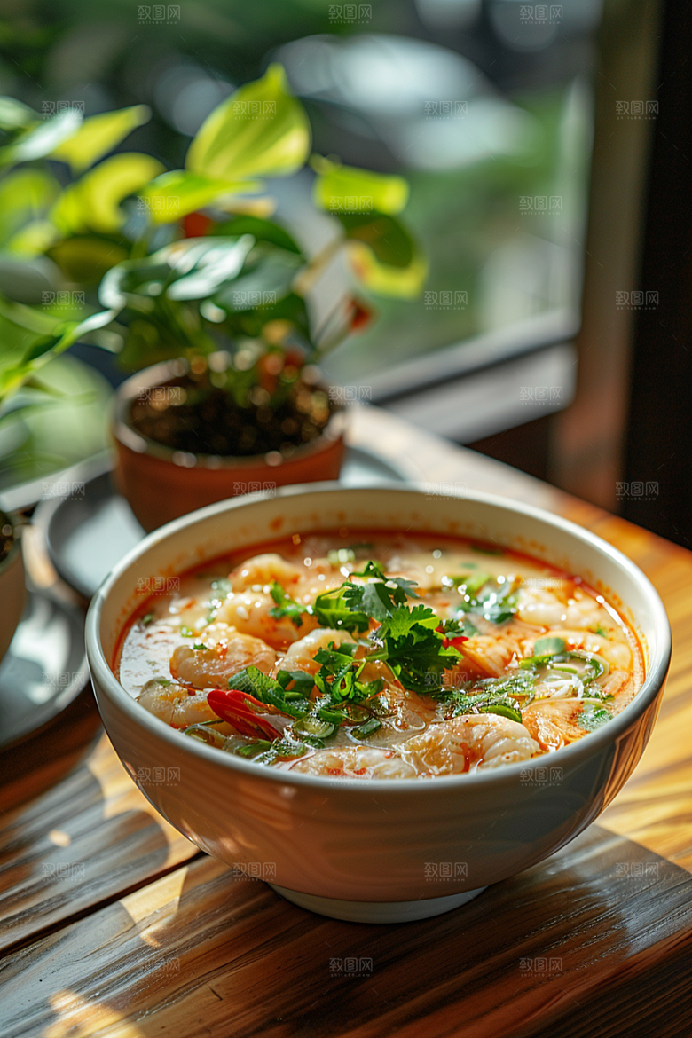 泰国菜美食冬阴功摄影图