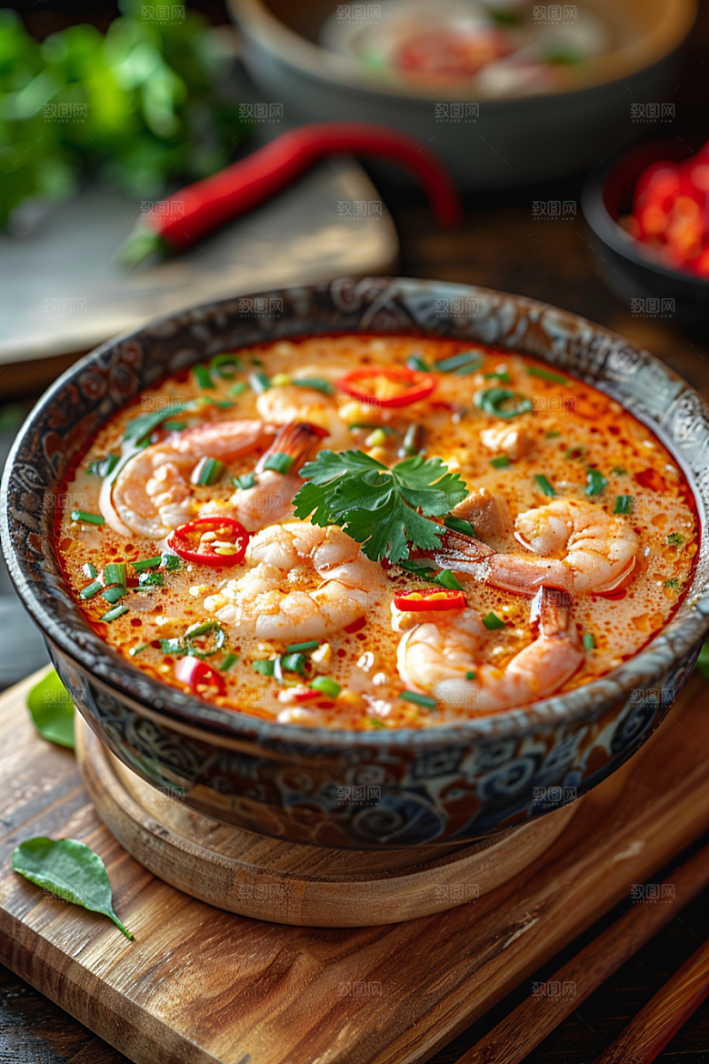 泰国菜美食冬阴功摄影图
