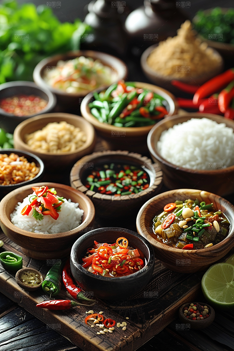 泰国菜地方菜香料摄影图