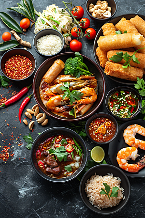 泰国菜特色美食摄影图