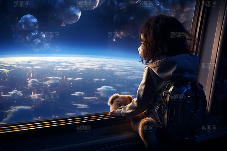 太空男孩空间站科幻素材