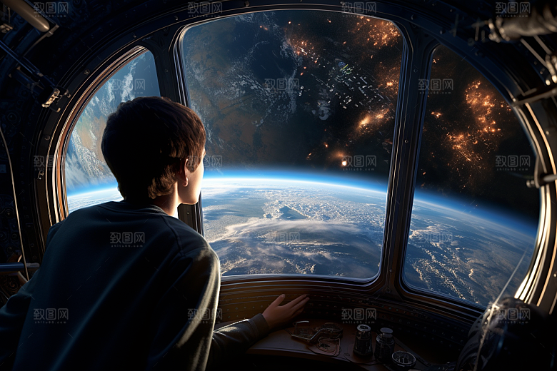 太空男孩科幻地球素材
