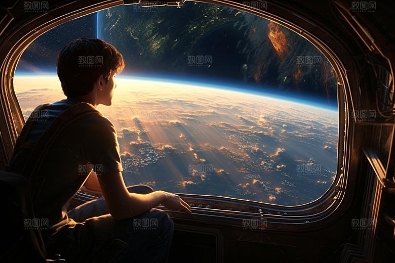 太空男孩地球空间站素材