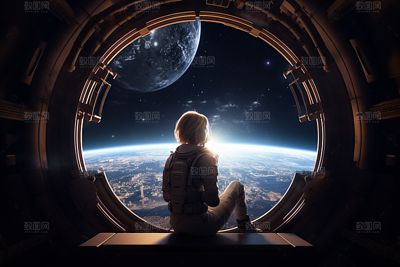 太空男孩科技感宇航员素材