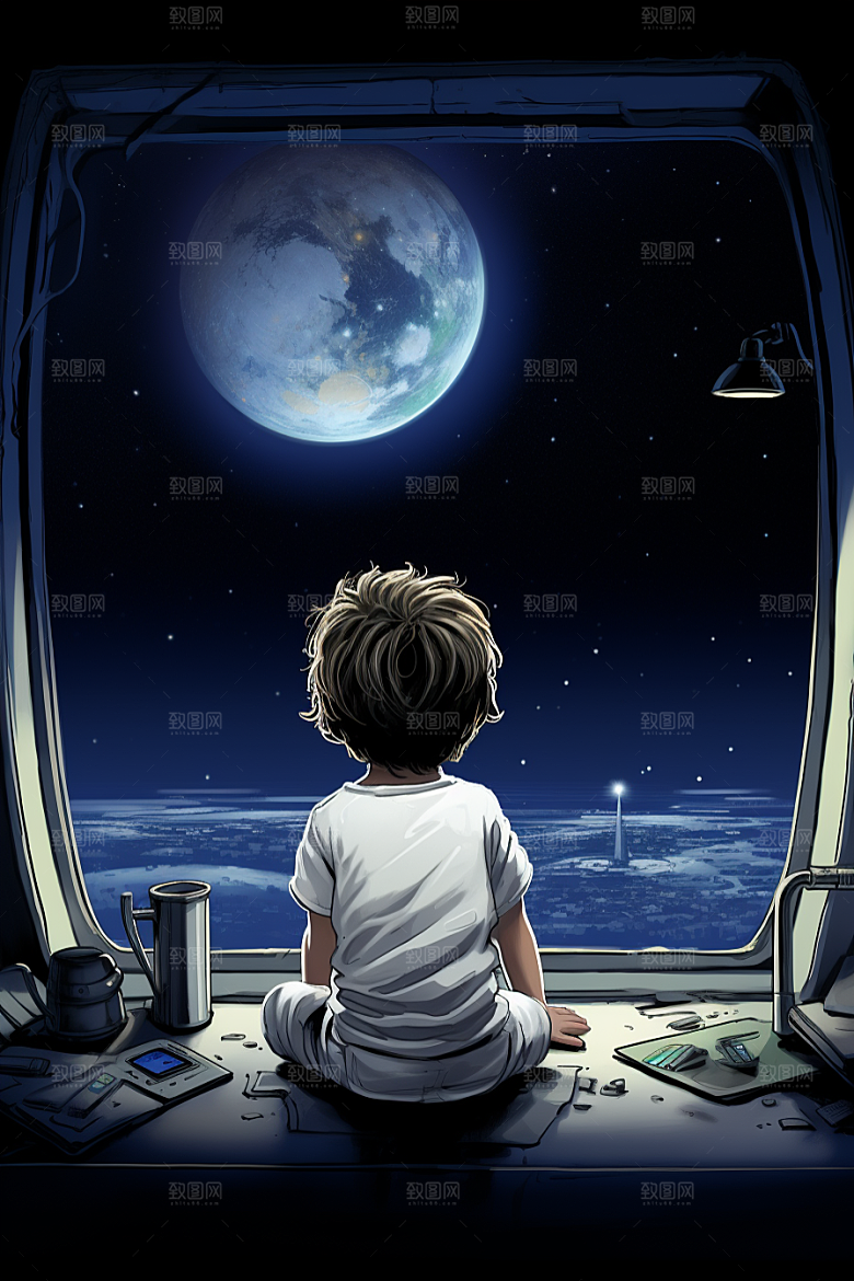 太空男孩星球科幻素材