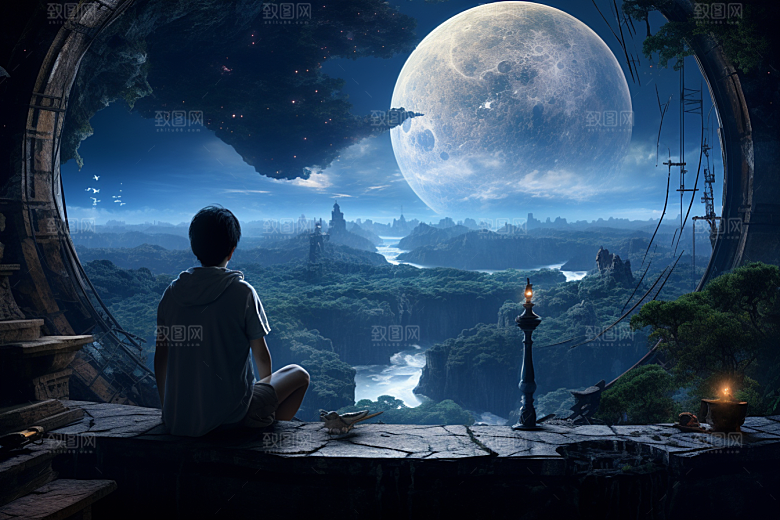 太空男孩太空舱科幻素材