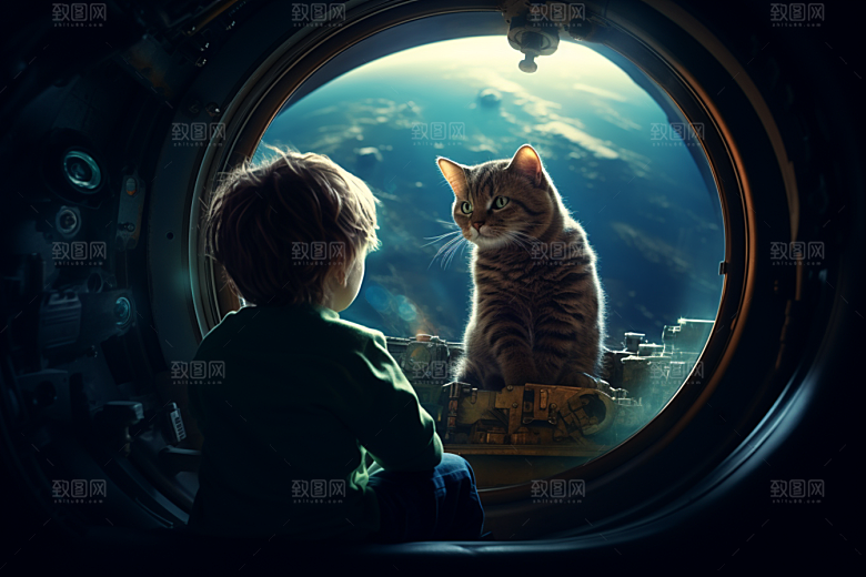 太空男孩宇航员太空舱素材