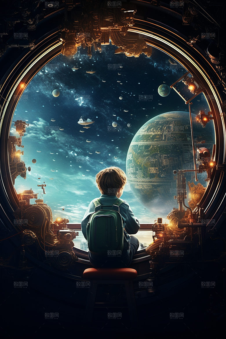 太空男孩科幻科技感素材