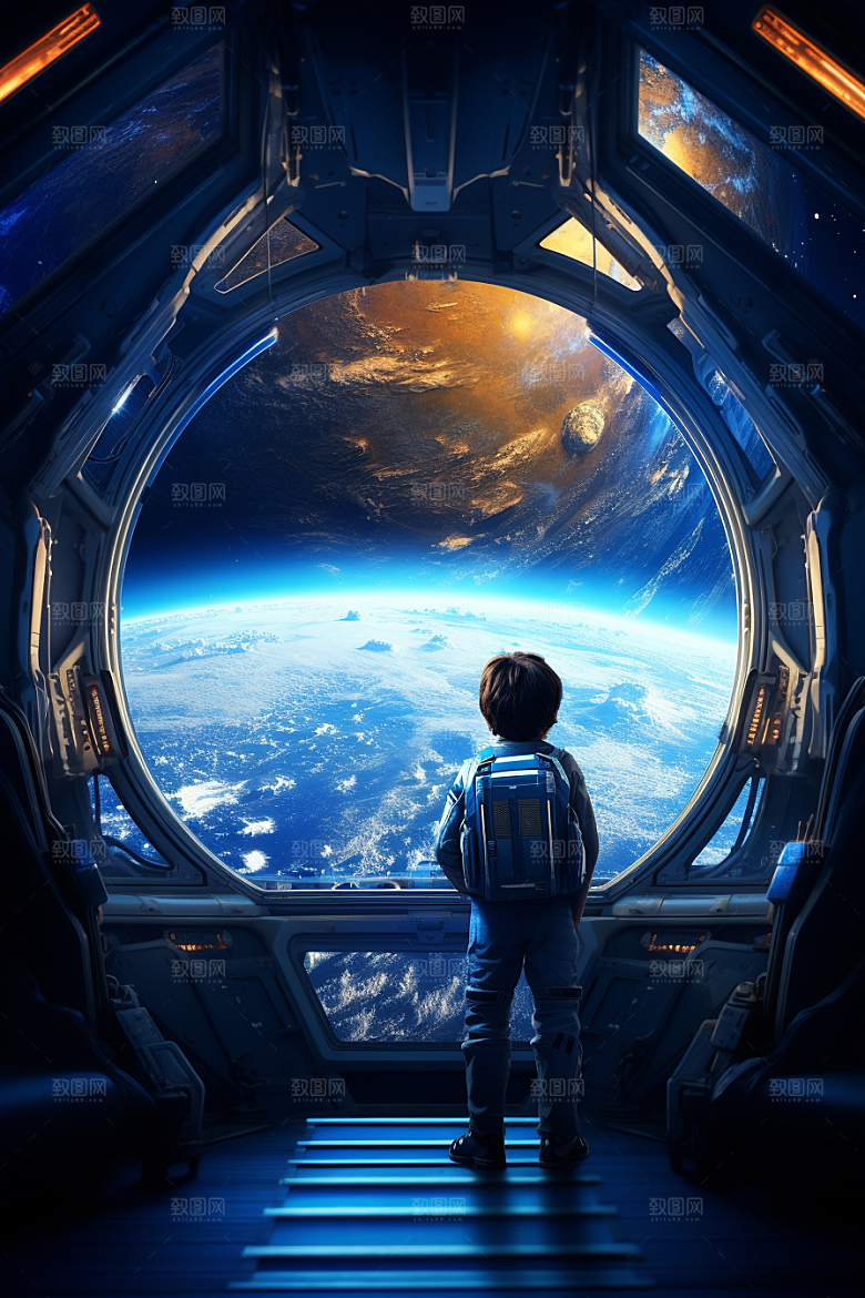 太空男孩科幻地球素材