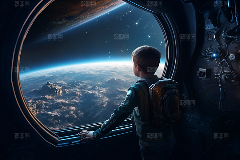 太空男孩空间站科技感素材