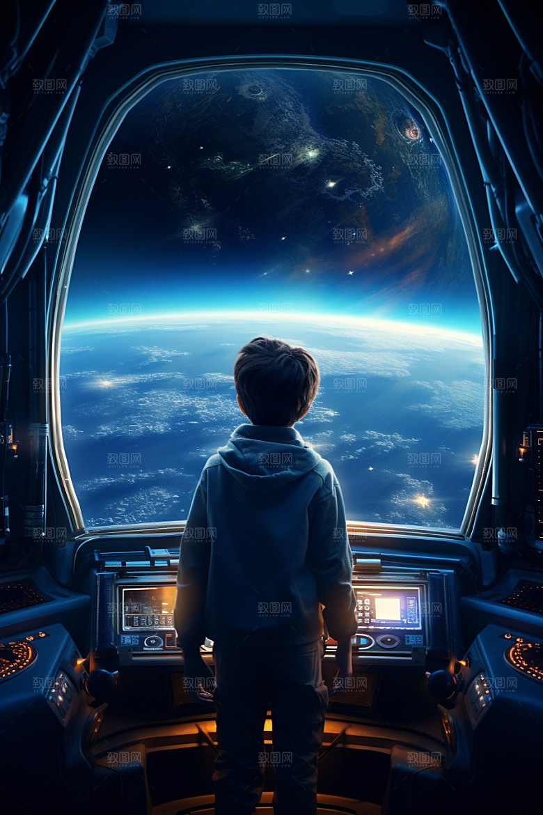 太空男孩地球科幻素材