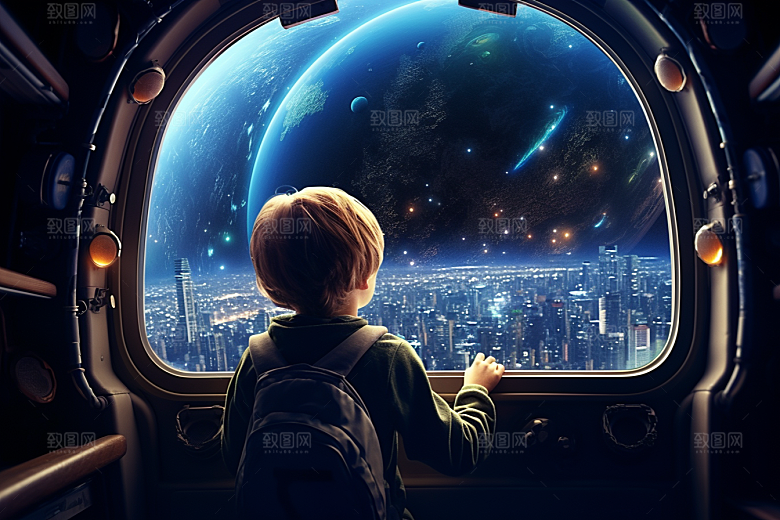 太空男孩科技感宇宙星空素材