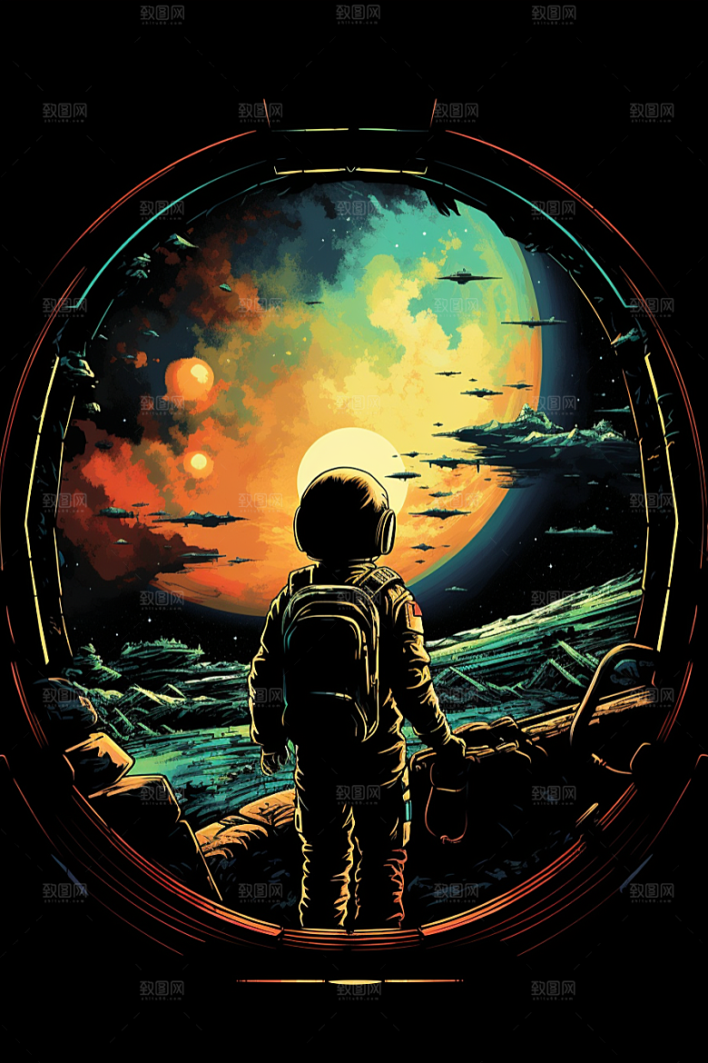 太空男孩星球宇宙星空素材