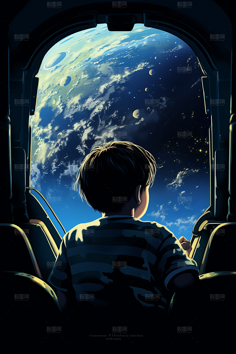 太空男孩地球太空舱素材