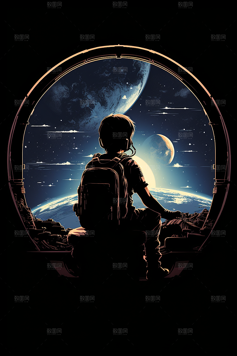 太空男孩地球科幻素材