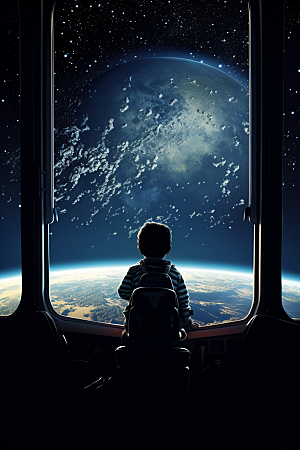 太空男孩空间站未来素材