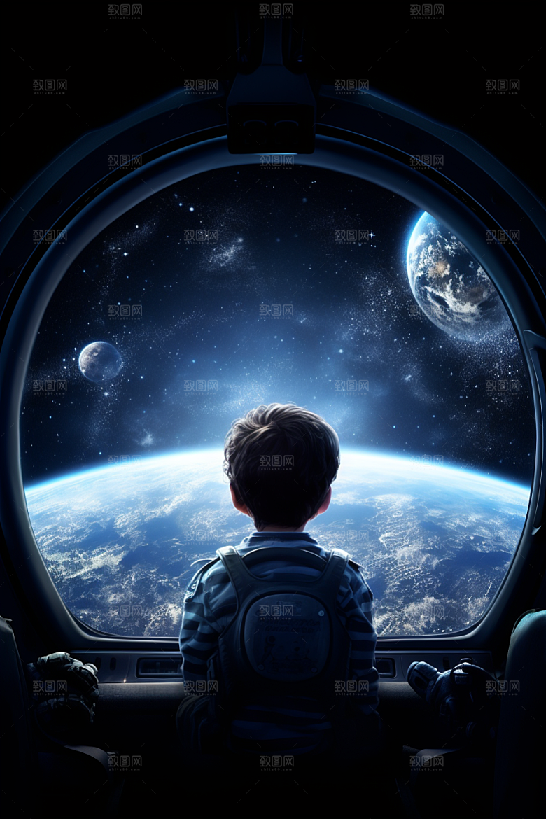 太空男孩地球星球素材