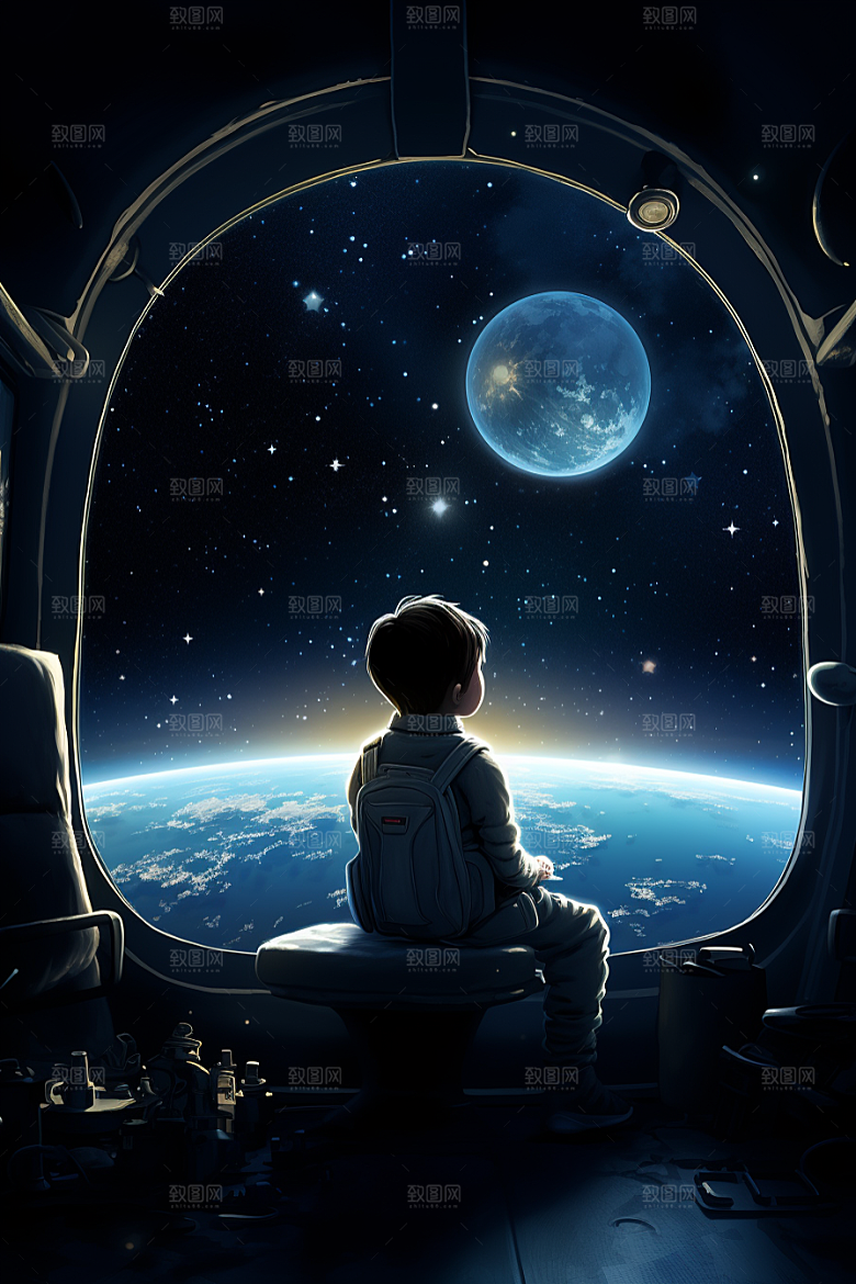 太空男孩科技感星球素材