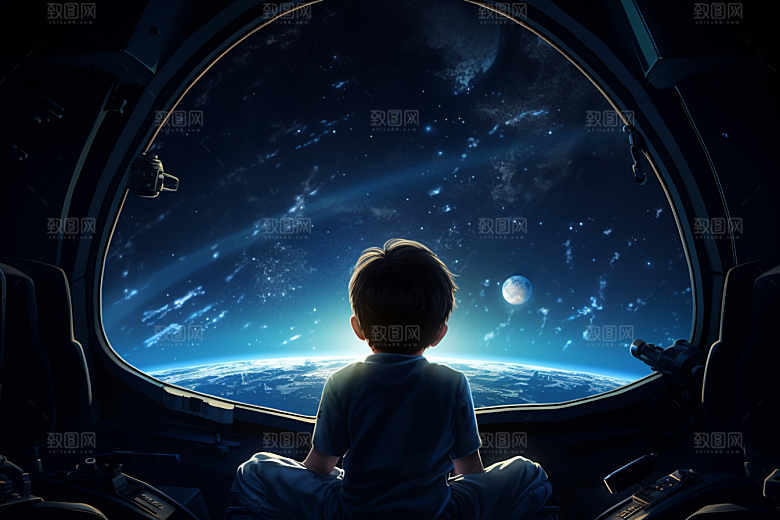 太空男孩太空舱科技感素材