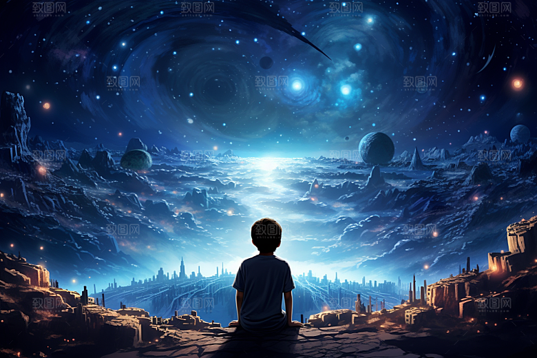 太空男孩科技感星球素材