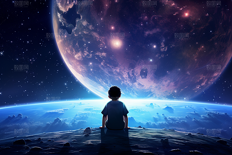 太空男孩科技感科幻素材