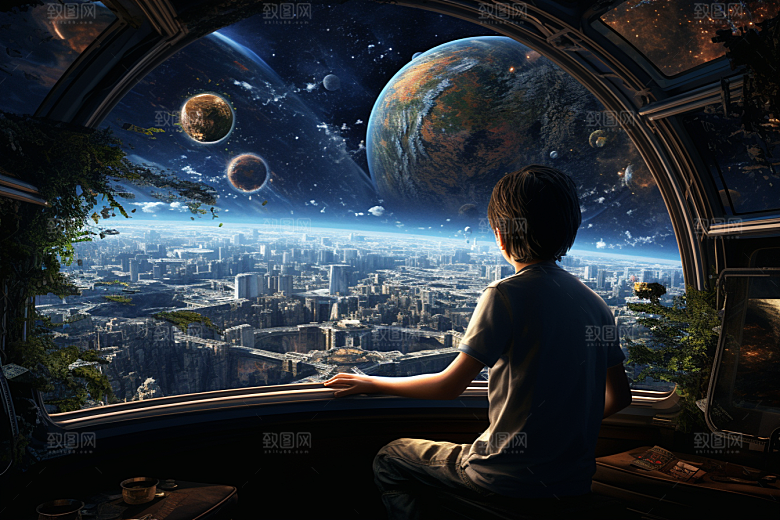 太空男孩科技感宇宙星空素材