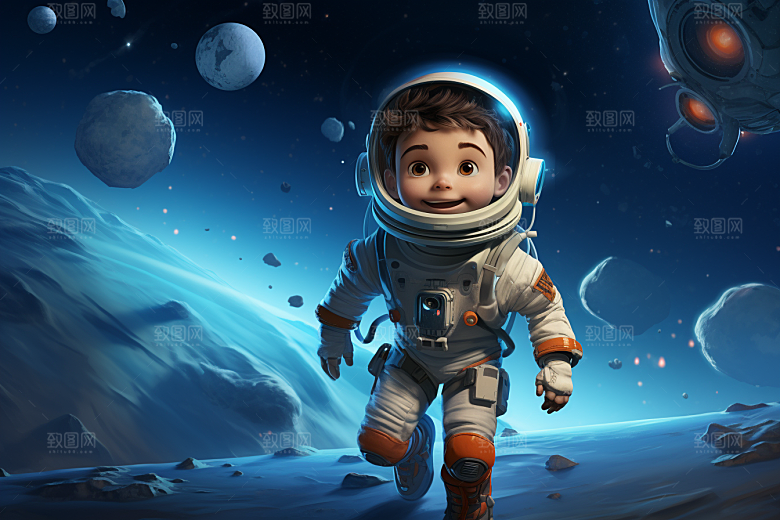 太空男孩宇航员地球素材