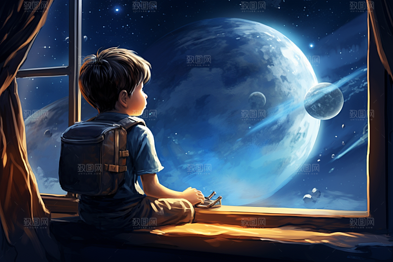 太空男孩宇宙星空科技感素材