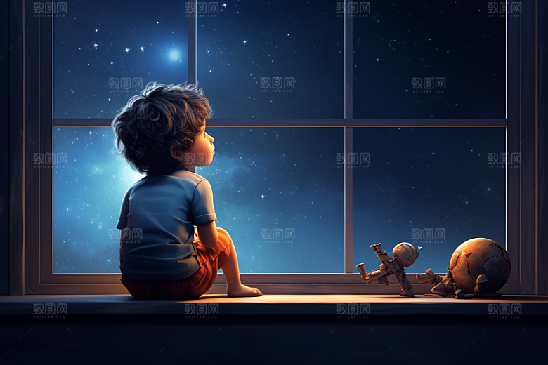 太空男孩星球科技感素材